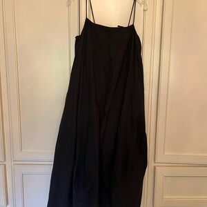 Free People Black Midi Slip Dress with Thin Straps